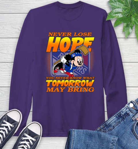 New York Rangers NHL Hockey ootball Mickey Disney Never Lose Hope Long Sleeve T-Shirt 5