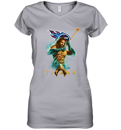NFL Tennessee Titans Aquaman DC Football Sports v93juPVkVHM women v neck t shirt 39 95 151514 front sport grey