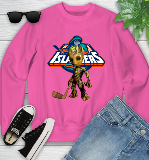 New York Islanders NHL Hockey Groot Marvel Guardians Of The Galaxy Youth Sweatshirt 7