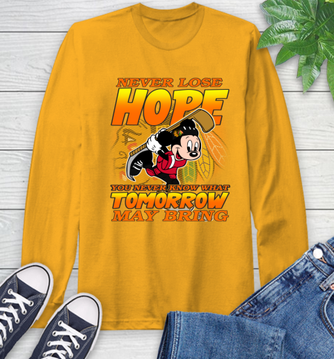 Chicago Blackhawks NHL Hockey ootball Mickey Disney Never Lose Hope Long Sleeve T-Shirt 2