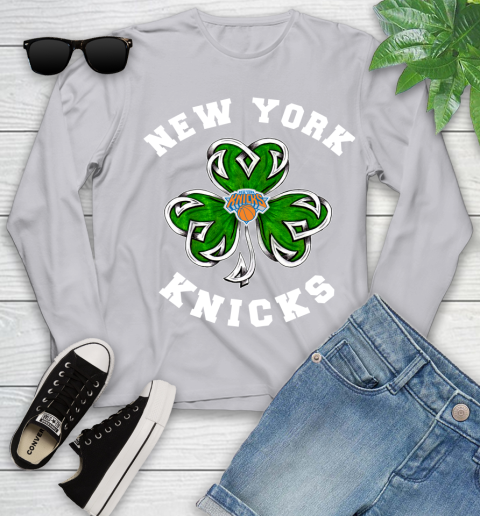 NBA New York Knicks Three Leaf Clover St Patrick's Day Basketball Sports Youth Long Sleeve 5