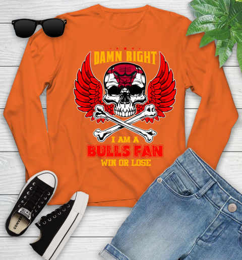 NBA Damn Right I Am A Chicago Bulls Win Or Lose Skull Basketball Sports Youth Long Sleeve 3