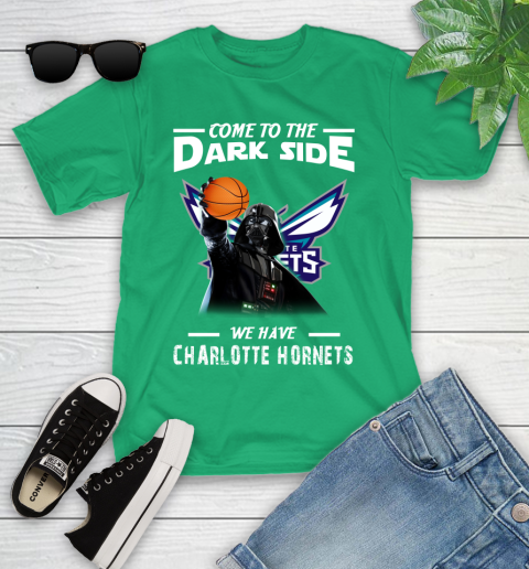 NBA Come To The Dark Side We Have Charlotte Hornets Star Wars Darth Vader Basketball Youth T-Shirt 8