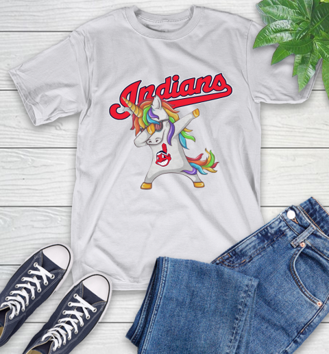 Cleveland Indians MLB Baseball Funny Unicorn Dabbing Sports T-Shirt 24