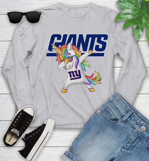 New York Giants NFL Football Funny Unicorn Dabbing Sports Youth Long Sleeve 5