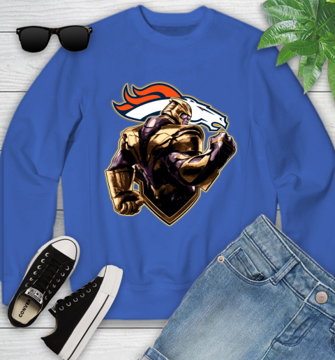 NFL Thanos Avengers Endgame Football Sports Denver Broncos Youth Sweatshirt 8