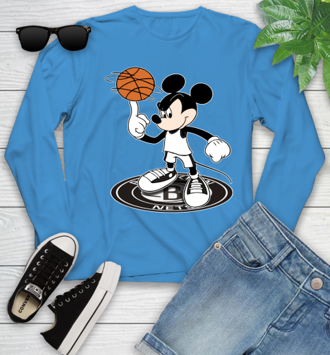 NBA Basketball Brooklyn Nets Cheerful Mickey Disney Shirt Youth Long Sleeve 7