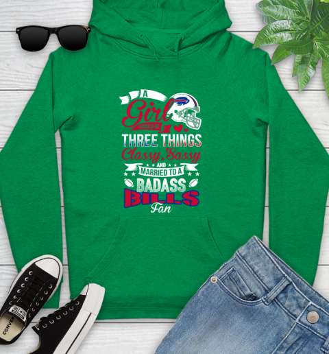 Buffalo Bills NFL Football A Girl Should Be Three Things Classy Sassy And A Be Badass Fan Youth Hoodie 9