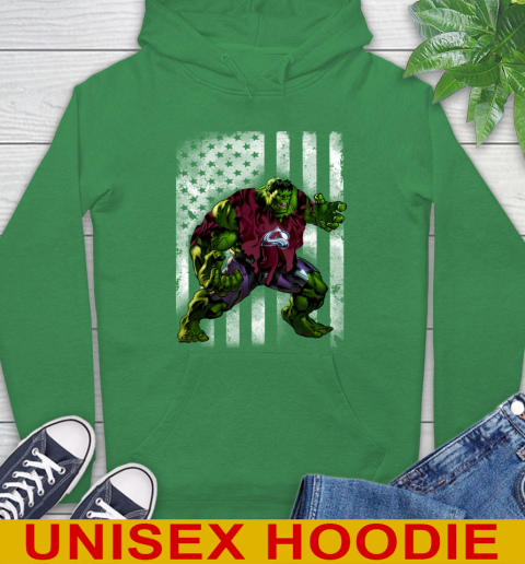 Colorado Avalanche Hulk Marvel Avengers NHL Hockey American Flag Hoodie 8