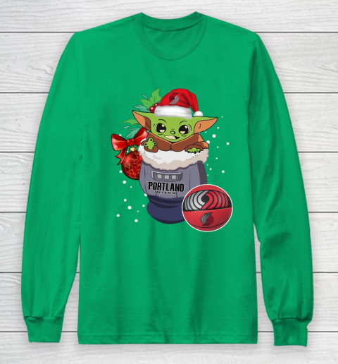 Portland Trail Blazers Christmas Baby Yoda Star Wars Funny Happy NBA Long Sleeve T-Shirt 7