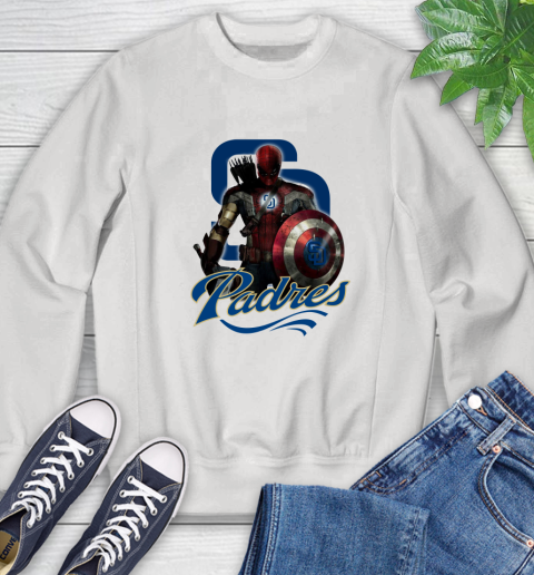 MLB Captain America Thor Spider Man Hawkeye Avengers Endgame Baseball San Diego Padres Sweatshirt