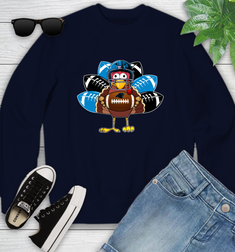 Carolina Panthers Turkey Thanksgiving Day Youth Sweatshirt 3