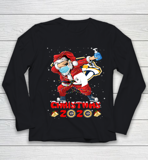 Nashville Predators Funny Santa Claus Dabbing Christmas 2020 NHL Youth Long Sleeve