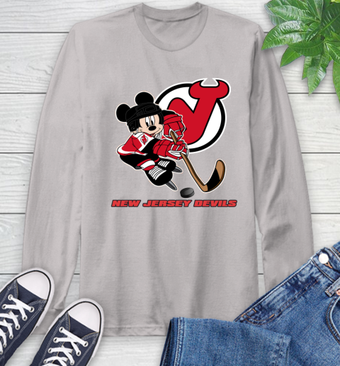 NHL New Jersey Devils Mickey Mouse Disney Hockey T Shirt Long Sleeve T-Shirt 12