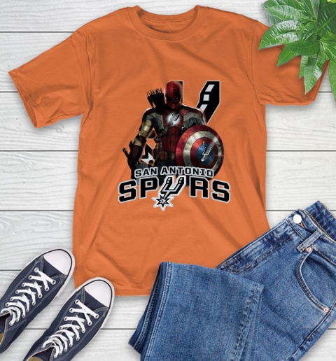 San Antonio Spurs NBA Basketball Captain America Thor Spider Man Hawkeye Avengers T-Shirt 5