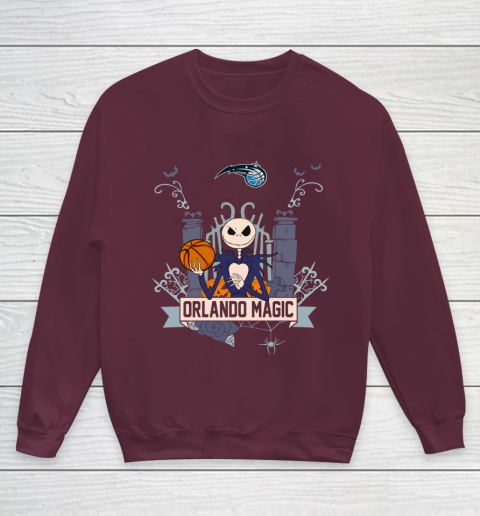 NBA Orlando Magic Basketball Jack Skellington Halloween Youth Sweatshirt 4