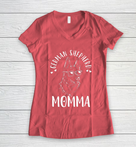 Dog Mom Shirt German Shepherd Momma Dog Mom Mama Gift Women's V-Neck T-Shirt 4