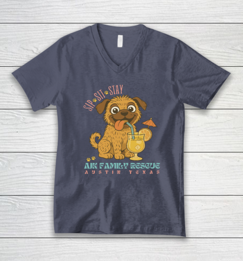 Sip Sit Stay AJK Family Rescue Austin Texas V-Neck T-Shirt 6