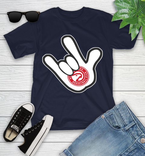 Atlanta Hawks NBA Basketball Mickey Rock Hand Disney Youth T-Shirt 3