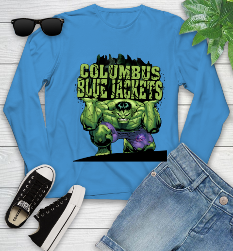 Columbus Blue Jackets NHL Hockey Incredible Hulk Marvel Avengers Sports Youth Long Sleeve 7