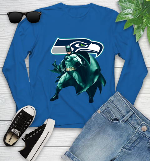 NFL Batman Football Sports Seattle Seahawks Youth Long Sleeve 9