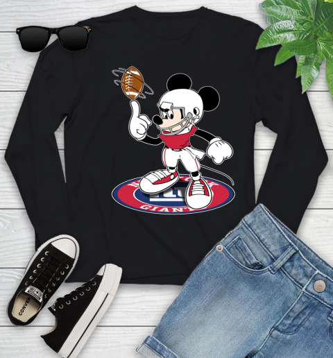 NFL Football New York Giants Cheerful Mickey Disney Shirt Youth Long Sleeve