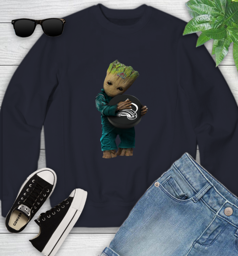 NHL Groot Guardians Of The Galaxy Hockey Sports Colorado Avalanche Youth Sweatshirt 3