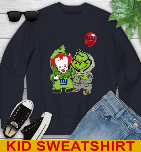 New York Giants Baby Pennywise Grinch Christmas NFL Football Youth Sweatshirt 3