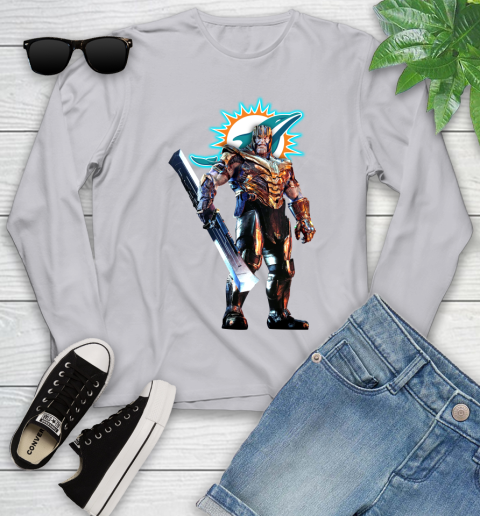 NFL Thanos Gauntlet Avengers Endgame Football Miami Dolphins Youth Long Sleeve 5