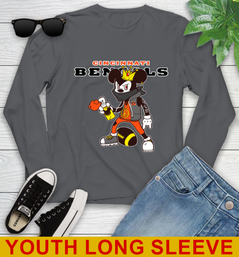Cincinnati Bengals NFL Football Mickey Peace Sign Sports Youth Long Sleeve 9