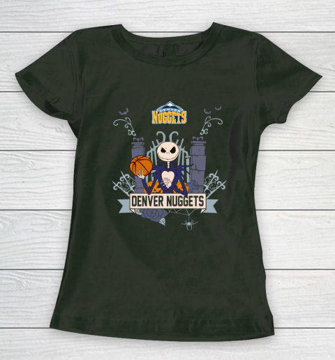NBA Denver Nuggets Basketball Jack Skellington Halloween Women's T-Shirt 4