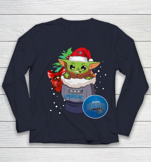Orlando Magic Christmas Baby Yoda Star Wars Funny Happy NBA Youth Long Sleeve 3