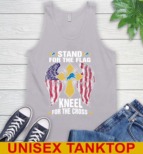 NFL Football Detroit Lions Stand For Flag Kneel For The Cross Shirt Tank Top 3