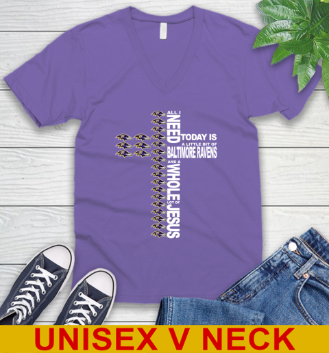 NFL All I Need Today Is A Little Bit Of Baltimore Ravens Shirt V-Neck T-Shirt 8