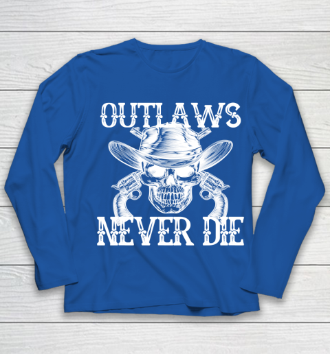 Outlaws Never Die shirt skull biker Youth Long Sleeve 7