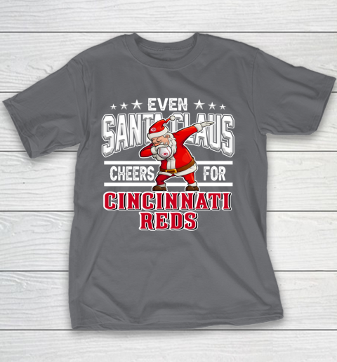 Cincinnati Reds Even Santa Claus Cheers For Christmas MLB Youth T-Shirt 5