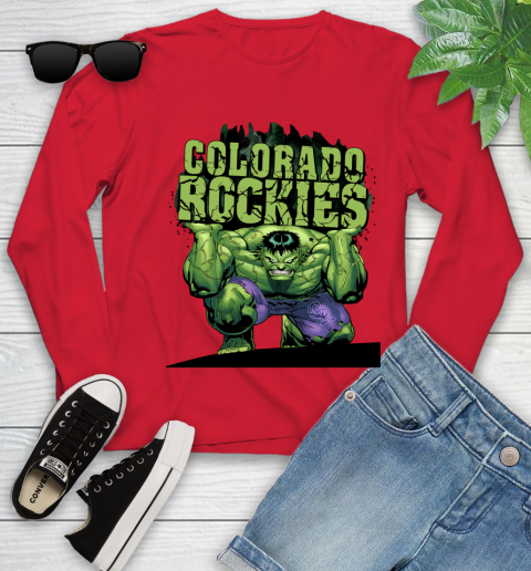 Colorado Rockies MLB Baseball Incredible Hulk Marvel Avengers Sports Youth Long Sleeve 11