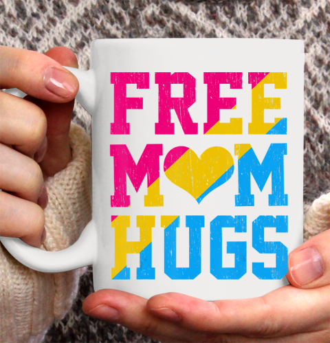 Nurse Shirt Vintage Free Mom Hugs pansexual Heart LGBT Pride Month T Shirt Ceramic Mug 15oz
