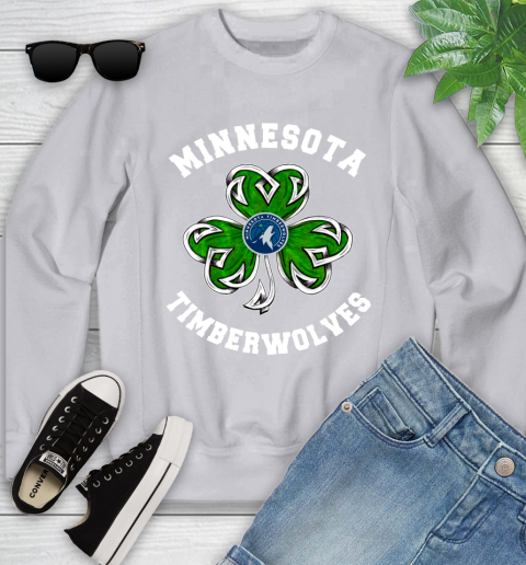 NBA Minnesota Timberwolves Three Leaf Clover St Patrick's Day Basketball Sports Youth Sweatshirt 3