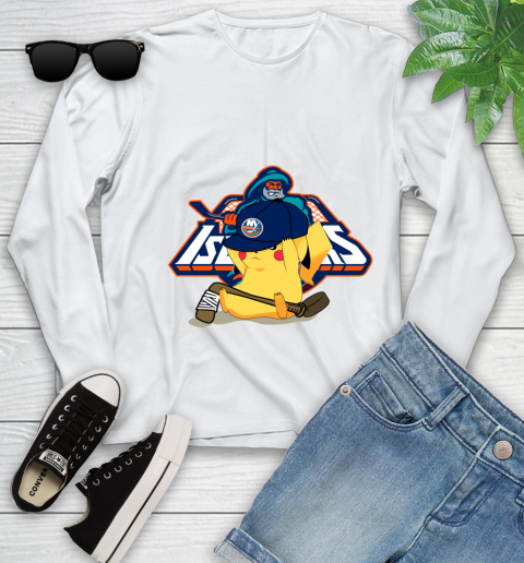 NHL Pikachu Hockey Sports New York Islanders Youth Long Sleeve