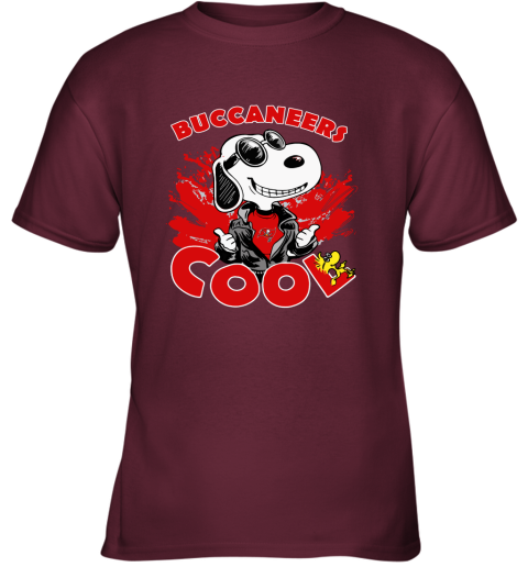 pnby tampa bay buccaneers snoopy joe cool were awesome shirt youth t shirt 26 front maroon
