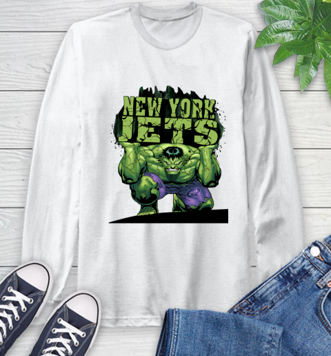 New York Jets NFL Football Incredible Hulk Marvel Avengers Sports Long Sleeve T-Shirt
