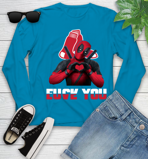 MLB Boston Red Sox Deadpool Love You Fuck You Baseball Sports Youth Long Sleeve 8