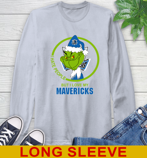 Dallas Mavericks NBA Christmas Grinch I Hate People But I Love My Favorite Basketball Team Long Sleeve T-Shirt 6