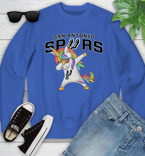 San Antonio Spurs NBA Basketball Funny Unicorn Dabbing Sports Youth Sweatshirt 8