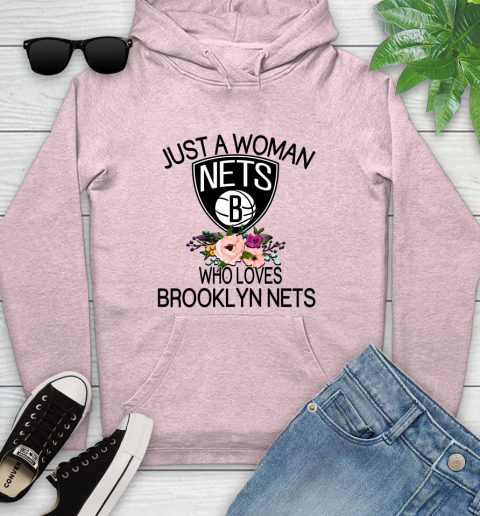 NBA Just A Woman Who Loves Brooklyn Nets Basketball Sports Youth Hoodie 6