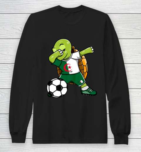 Dabbing Turtle Algeria Soccer Fans Jersey Algerian Football Long Sleeve T-Shirt