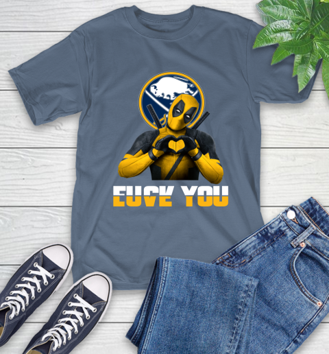 NHL Buffalo Sabres Deadpool Love You Fuck You Hockey Sports T-Shirt 8