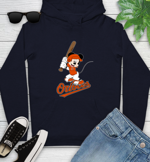 MLB Baseball Baltimore Orioles Cheerful Mickey Mouse Shirt Youth Hoodie 4