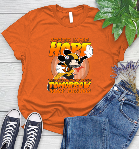 Pittsburgh Steelers NFL Football Mickey Disney Never Lose Hope Women's T-Shirt - Image 4